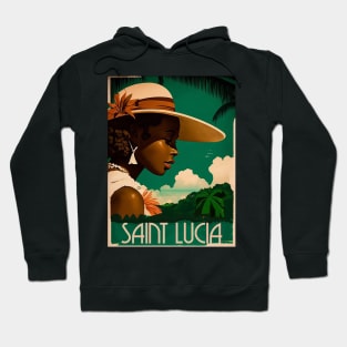 Saint Lucia Woman Vintage Travel Art Poster Hoodie